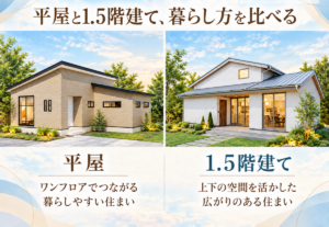 平屋と1.5階建て、暮らし方を比べる